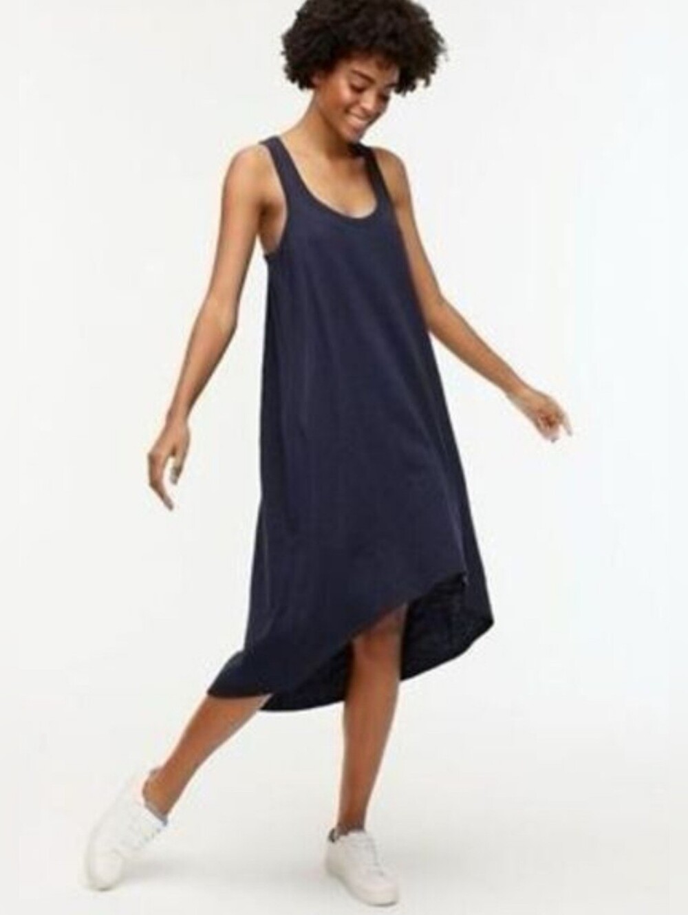 J. Crew White Slub Cotton Midi Dress With Racerback